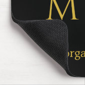 Tapis De Souris Monogramme élégant avec design de nom Noir (Coin)