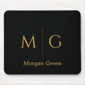 Tapis De Souris Monogramme élégant avec design de nom Noir (Devant)