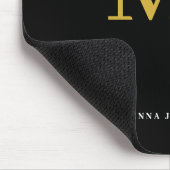 Tapis De Souris Monogramme Élégant Chic Noir Or (Coin)