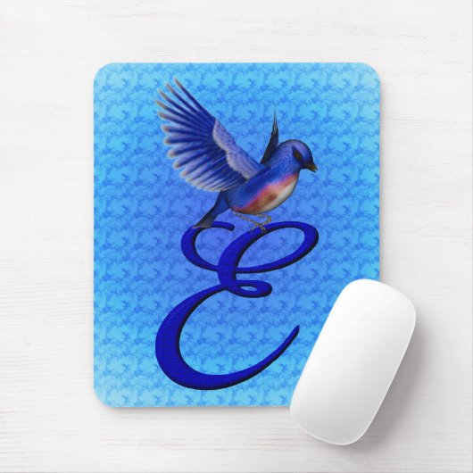 Tapis De Souris Monogramme élégant de Bluebird initial E (Avec souris)