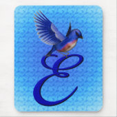 Tapis De Souris Monogramme élégant de Bluebird initial E (Devant)