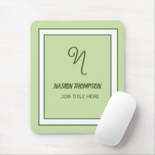 Tapis De Souris Monogramme élégant de bordure vert foncé