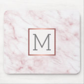 Tapis De Souris Monogramme élégant en marbre rose (Devant)