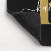 Tapis De Souris Monogramme élégant en or noir Script (Coin)
