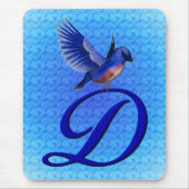 Tapis De Souris Monogramme élégant initial D Bluebird (Devant)