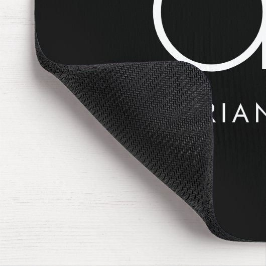 Tapis De Souris Monogramme Élégant Minimal Classique Moderne Noir (Coin)