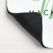 Tapis De Souris Monogramme élégant moderne blanc vert écriture (Coin)