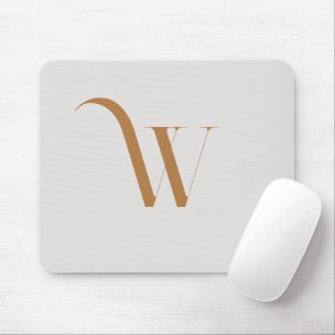 Tapis De Souris Monogramme Élégant Moderne Doux Brown initial