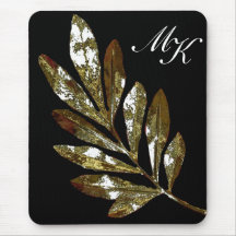 Monogramme élégant Mousepad de feuille