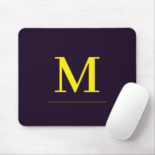 Tapis De Souris Monogramme élégant sophistiqué minimaliste jaune
