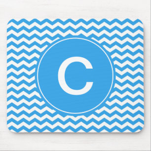 Tapis De Souris monogramme élégant, tendance, bleu ciel clair