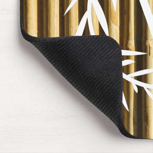 Tapis De Souris Monogramme en bambou rustique Lignes verticales Mo (Coin)