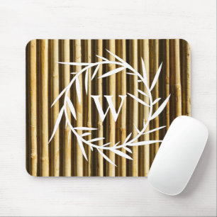 Tapis De Souris Monogramme en bambou rustique Lignes verticales Mo