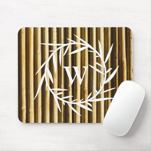 Tapis De Souris Monogramme en bambou rustique Lignes verticales Mo (Avec souris)