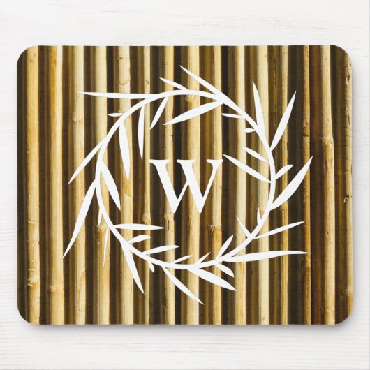 Tapis De Souris Monogramme en bambou rustique Lignes verticales Mo (Devant)