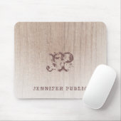 Tapis De Souris Monogramme en bois à la mode Modèle de texte désor (Avec souris)