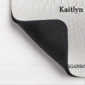 Tapis De Souris Monogramme en cuir blanc élégant (Coin)