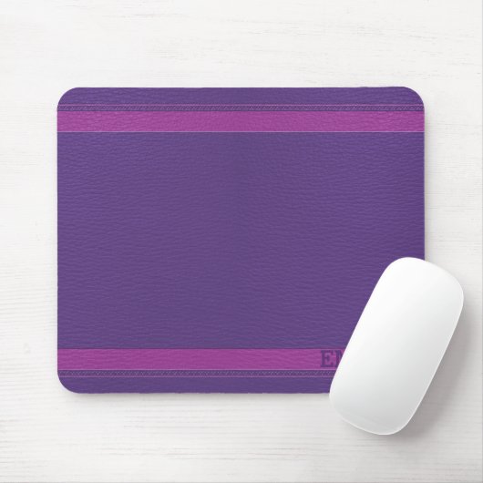 Tapis De Souris Monogramme en cuir violet (Avec souris)