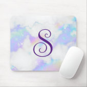 Tapis De Souris Monogramme en marbre arc-en-ciel irrégulier (Avec souris)