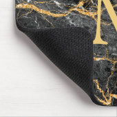 Tapis De Souris Monogramme en marbre noir élégant moderne (Coin)