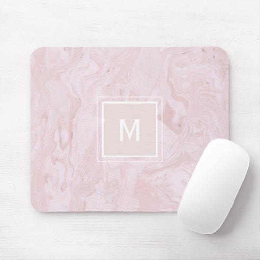 Tapis De Souris Monogramme en marbre rose (Avec souris)