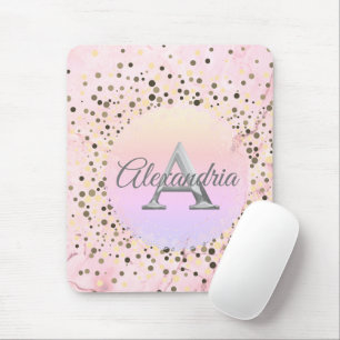 Tapis De Souris Monogramme en marbre rose