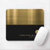 Tapis De Souris Monogramme en métal brossé noir de luxe (Avec souris)