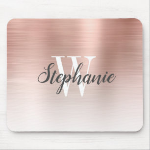 Tapis De Souris Monogramme en métal brossé Rose de luxe