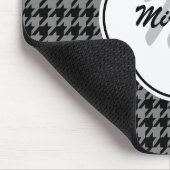 Tapis De Souris Monogramme et nom de la cheminée noire moderne (Coin)