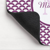 Tapis De Souris Monogramme et nom des pétoncles violets et blancs (Coin)