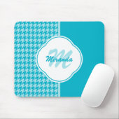 Tapis De Souris Monogramme et nom du pied de muscade turquoise mod (Avec souris)