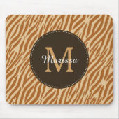 Tapis De Souris Monogramme et nom élégants d'impression de zèbre (Devant)
