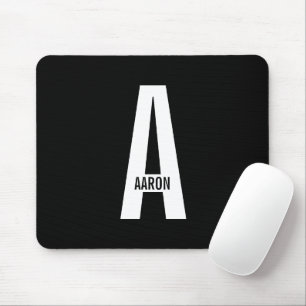 Tapis De Souris Monogramme et nom personnalisés gras modernes