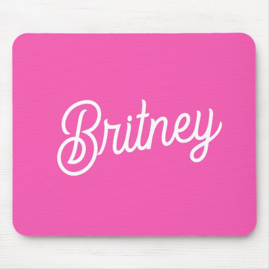 Tapis De Souris Monogramme et nom personnalisés Hot Pink moderne (Devant)