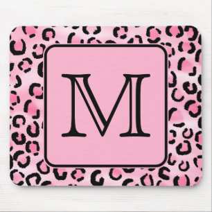 Tapis De Souris Monogramme fait sur commande. Copie noire et rose