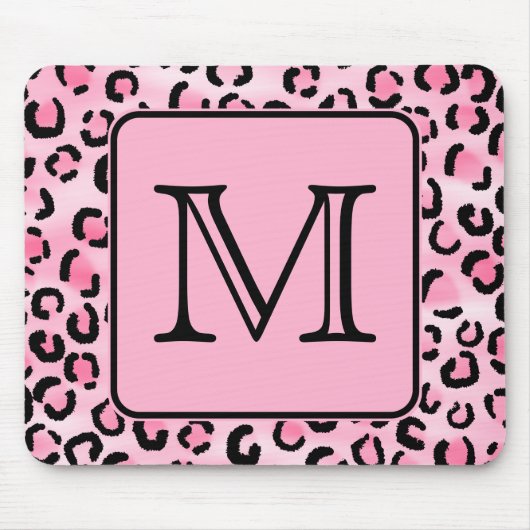 Tapis De Souris Monogramme fait sur commande. Copie noire et rose (Devant)