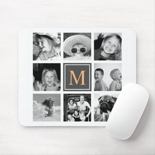 Tapis De Souris Monogramme fait sur commande de collage de photo (Avec souris)