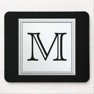 Tapis De Souris Monogramme fait sur commande imprimé. Gris noir e