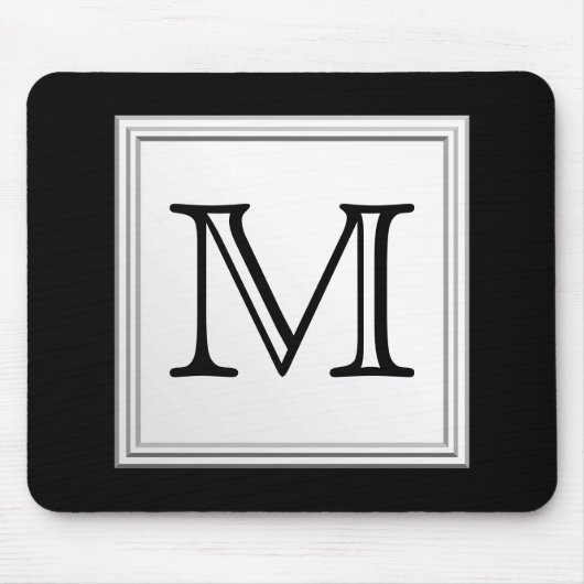 Tapis De Souris Monogramme fait sur commande imprimé. Gris noir et (Devant)