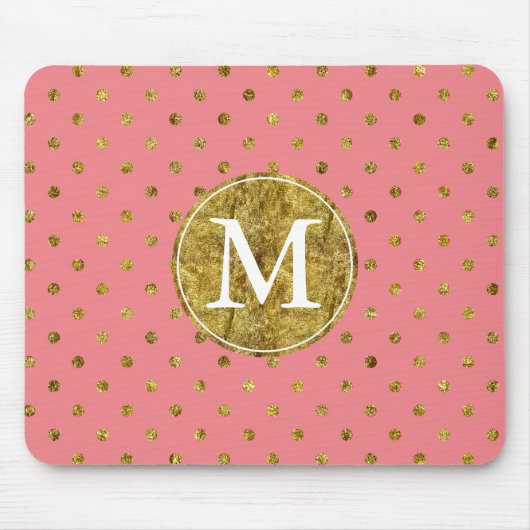 Tapis De Souris Monogramme fascinant et rose d'or chic de points (Devant)