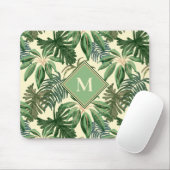 Tapis De Souris Monogramme Feuille de palme tropicale (Avec souris)