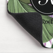 Tapis De Souris Monogramme Feuille violet vert d'été tropical (Coin)