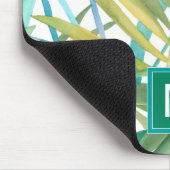 Tapis De Souris Monogramme | Feuilles de palmiers tropicaux (Coin)