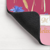 Tapis De Souris Monogramme Fleur sauvage de fleurs rouges (Coin)