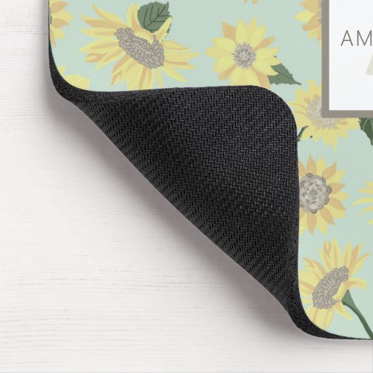 Tapis De Souris Monogramme Fleurs de tournesol bleu jaune (Coin)