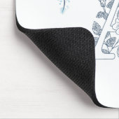 Tapis De Souris Monogramme floral bleu initial "A" calme (Coin)