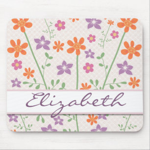Tapis De Souris Monogramme floral chic de conception de motif