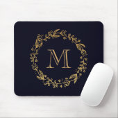 Tapis De Souris Monogramme Floral d'or (Avec souris)