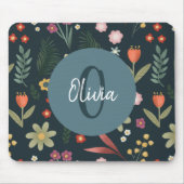 Tapis De Souris Monogramme floral élégant et moderne (Devant)