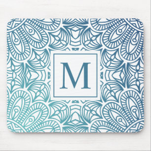 Tapis De Souris Monogramme floral élégant Mousepad de mandala